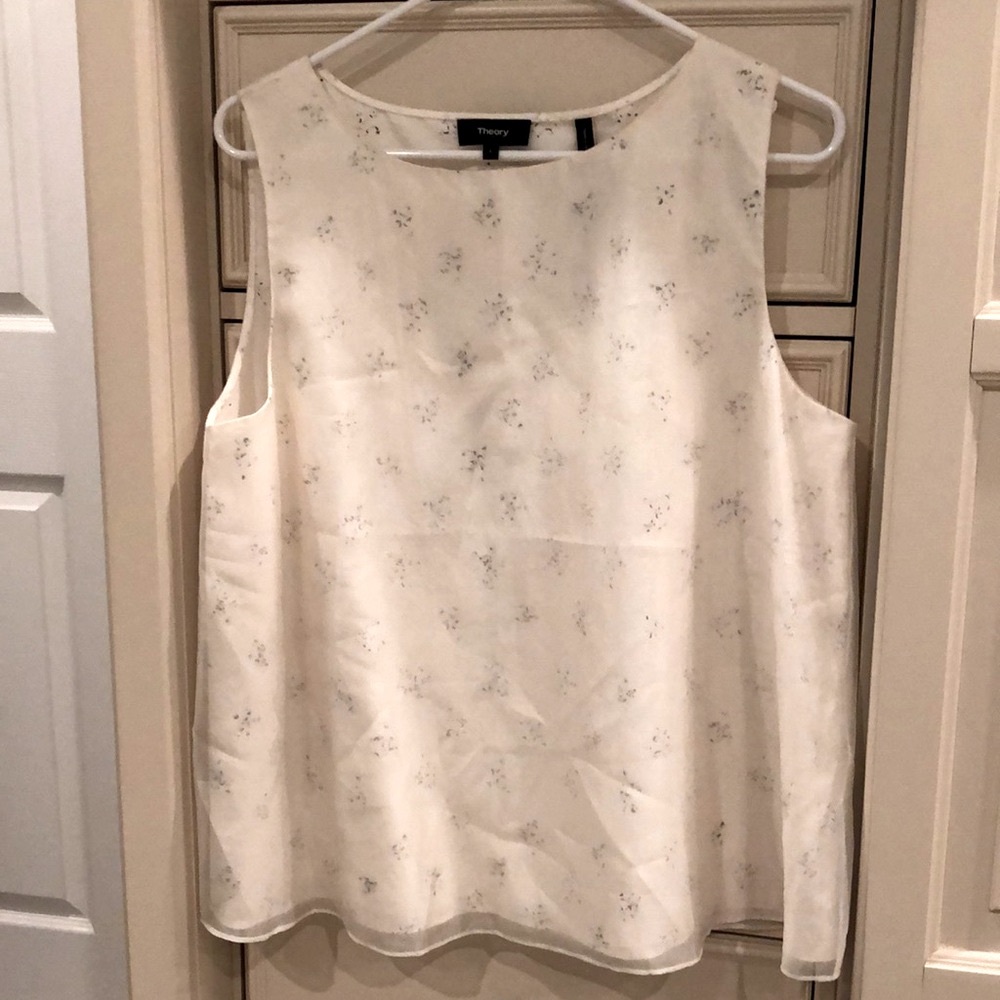 Theory A-line Silk Blend Sleeveless Top With Sheer Overlay NWT Elegant!